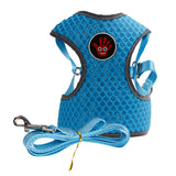 Maxbell Breathable Dog Vest Harness Pet Outdoor Traction Rope For Cat Dog Blue S