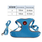 Maxbell Breathable Dog Vest Harness Pet Outdoor Traction Rope For Cat Dog Blue S