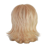 Maxbell Light Gold Human Hair Wigs Short Curly Shoulder Length Layered Wig for Women