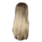 Maxbell Women Long Straight Human Hair Wig Gradient Omber Full Wigs Bangs Heat Safe