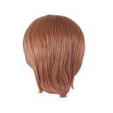 Maxbell Women Natural Short Fluffy Wig Real Human Hair Full Wigs Red Brown Cosplay