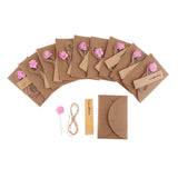 Maxbell 10 Set Vintage Kraft Paper Card with Dried Flower DIY Card Making Pink Rose