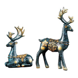 Maxbell Couple Deer Ornament Resin Furnshing Decorations  Blue