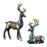 Maxbell Couple Deer Ornament Resin Furnshing Decorations  Blue