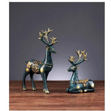 Maxbell Couple Deer Ornament Resin Furnshing Decorations  Blue