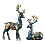 Maxbell Couple Deer Ornament Resin Furnshing Decorations  Blue