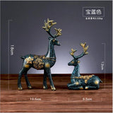 Maxbell Couple Deer Ornament Resin Furnshing Decorations  Blue