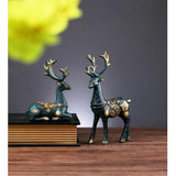 Maxbell Couple Deer Ornament Resin Furnshing Decorations  Blue