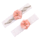 Maxbell Women's Elegant Lace Garter Set with Beads and Flower for Wedding or Party