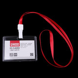 Maxbell Vertical Credit Card Bus Pass ID Badge Holder Protector with Lanyard Red Horizontal with Lanyard