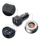 Maxbell Dual USB Fast Quick Car Charger 3.1A Rechargable Flameless lighter Black