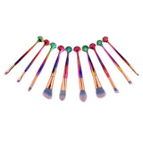 Maxbell 10 Pieces Makeup Brushes Foundation Eyebrow Eyeliner Blush Cosmetic Set D#