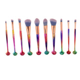Maxbell 10 Pieces Makeup Brushes Foundation Eyebrow Eyeliner Blush Cosmetic Set D#