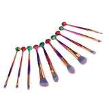 Maxbell 10 Pieces Makeup Brushes Foundation Eyebrow Eyeliner Blush Cosmetic Set D#