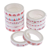 Maxbell 10 Rolls Decorative Washi Masking Tape Adhesive Paper Sticker   blue theme red