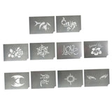 Maxbell 10 Designs Reusable Face Body Painting Stencils Template Tattoo Stencils Set