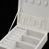 Maxbell PU Leather Jewelry Storage Holder Organizer Case Box for Ring Necklace White