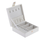 Maxbell PU Leather Jewelry Storage Holder Organizer Case Box for Ring Necklace White