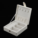 Maxbell PU Leather Jewelry Storage Holder Organizer Case Box for Ring Necklace White