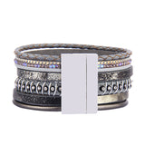 Maxbell Multi-layers PU Leather Braided Bracelet Cuff Bangle Wrist Strap Gray