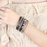 Maxbell Multi-layers PU Leather Braided Bracelet Cuff Bangle Wrist Strap Gray