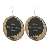 Maxbell 1 Pair Wood Round Tag Dangle Lady Figure Hippy Hook Earrings Tribe Jewelry A