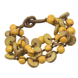 Maxbell Coconut Shell Beaded Multi-layer Bangle Braided Woven Strap Bracelet  Yellow