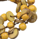 Maxbell Coconut Shell Beaded Multi-layer Bangle Braided Woven Strap Bracelet  Yellow