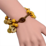 Maxbell Coconut Shell Beaded Multi-layer Bangle Braided Woven Strap Bracelet  Yellow