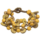 Maxbell Coconut Shell Beaded Multi-layer Bangle Braided Woven Strap Bracelet  Yellow