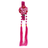 Maxbell 1 Set Ancient Chinese Hair Clip Tassel Ribbon Flower Drop Earring Rose Red