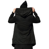 Maxbell Men Casual Cardigan Hooded Long Cloak Cape Coat Open Front Jacket M Black