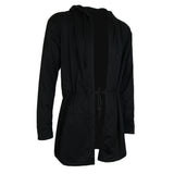 Maxbell Men Casual Cardigan Hooded Long Cloak Cape Coat Open Front Jacket M Black