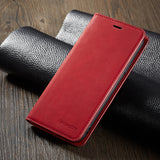 Maxbell Red Artificial Leather Mobile Phone Protective Case for iPhone X XS