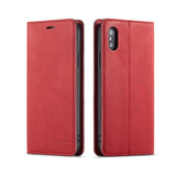 Maxbell Red Artificial Leather Mobile Phone Protective Case for iPhone X XS