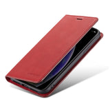 Maxbell Red Artificial Leather Mobile Phone Protective Case for iPhone X XS