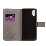 Maxbell Leather Phone Protective Flip Case with Card Slots for iPhone XR Gray