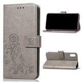 Maxbell Leather Phone Protective Flip Case with Card Slots for iPhone XR Gray