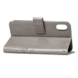 Maxbell Leather Phone Protective Flip Case with Card Slots for iPhone XR Gray