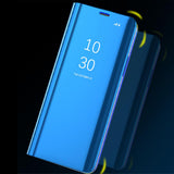 Maxbell Leather Plating Mirror Phone Protective Case Flip Shell for iphone Xs Blue