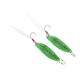 Maxbell 2pcs Metal Spoons Fishing Lures Hard Sequins Baits with Single Hook Green