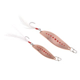 Maxbell 2pcs Metal Spoons Fishing Lures Hard Sequins Baits with Single Hook Red