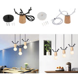 Maxbell Nordic Style Living Room Wooden Antlers Modeling Lamp Head Chandelier Black