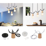 Maxbell Nordic Style Living Room Wooden Antlers Modeling Lamp Head Chandelier Black