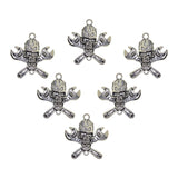 Maxbell 6pcs Tibetan Silver Skull Wrench X Pendant Halloween Gift DIY Jewelry Making