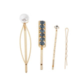 Maxbell 4pcs pearl rhinestone Barrette Pin hair clip pins hair jewelry  navy blue