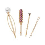 Maxbell 4pcs pearl rhinestone Barrette Pin hair clip pins hair jewelry  purple