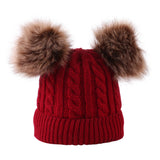 Maxbell Baby Warm Knit Hat Infant Pom Pom Beanie Photography Fur Ski Cap Red