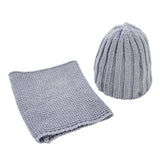 Maxbell 2 in 1 Unisex Baby Soft Warm Knitted Hat & Scarf Winter Set 0-3T Gray