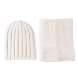 Maxbell 2 in 1 Unisex Baby Soft Warm Knitted Hat & Scarf Winter Set 0-3T White